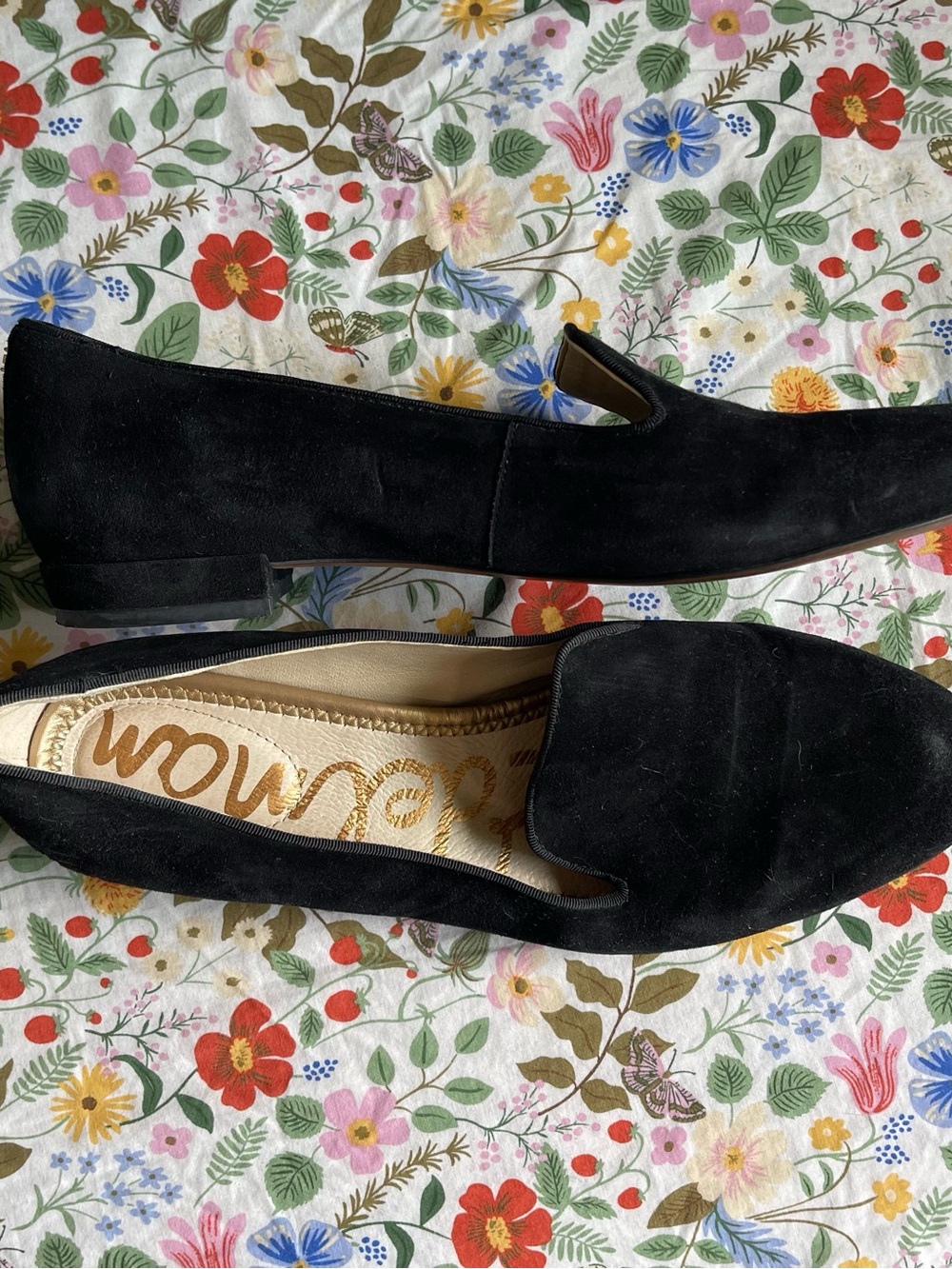 Sam Edelman Black Suede Slip-On Loafers